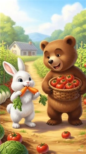 Rabit, in bear and watchman frut in - dost rabit aur bear #animal#rabit#ai