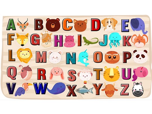 字母A到Z動物拼图Animals puzzle A to Z