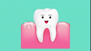 Step of gum disease. Healthy tooth and gingivitis. Cute cartoon character design. Dental care concept. Animation design
