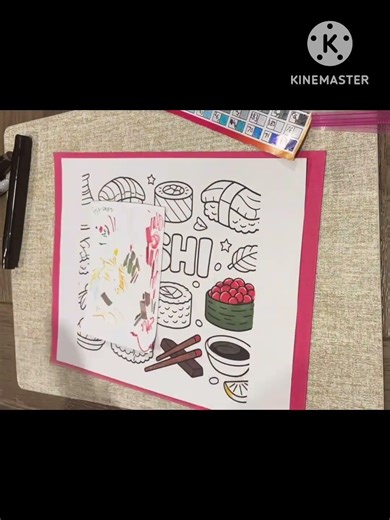 I shall now color sushi 🍣 #art #sushi #drawing #sketchbook #drawwithme