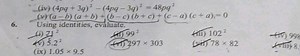 (iv) ( 4 p q + 3 q ) ^ { 2 } - ( 4 p q - 3 q ) ^ { 2 } = 48 p q... | Filo
