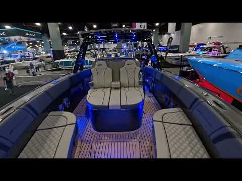 On board the Midnight Express 37' Open at the 2025 Miami International Boat Show!