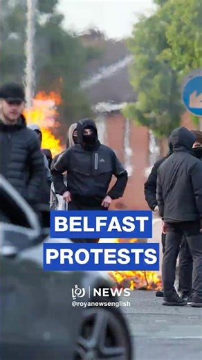 Fires in Belfast as black-clad protesters take to streets after stabbing