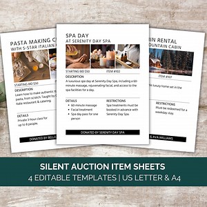 Silent Auction Item Sign Template, Silent Auction Item Sheet, Fundraiser Auction Form Canva, Silent Auction Item Sign Nonprofit Benefit - Etsy