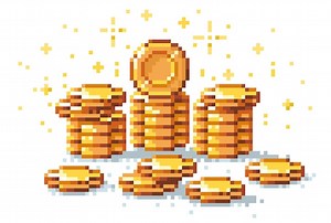 Premium Vector | Pixel coins stack Retro 8 bit video game golden coin pile 2D sprite asset for arcade game design Vector isolated collection of money heap Investment banking and fortune prize gambling concept