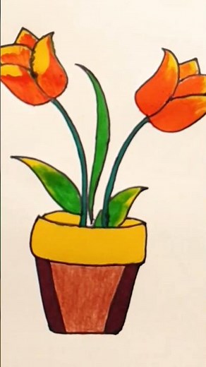 How to #Draw a# Simple# Flower Pot |# Easy #Drawing for Beginner#shortsfeed#drendig#viralshors