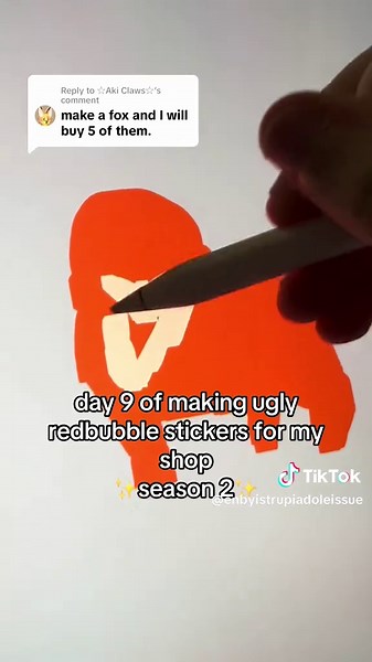 Replying to @☆Aki Claws☆ this one's great tbh #redbubble #redbubblestickers #redbubbleartist #stickers #fox #drawing #cute #fyp #xyzbca