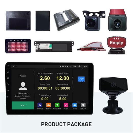 Taxi Meter Fleet Management System Taximeter  Terminal Device Printer GPS Tracker  CANBus Pulse Status with Ceiling Lights
