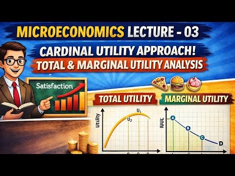 Microeconomics Lecture - 03 | Cardinal Utility Approach | Total & Marginal Utility Analysis