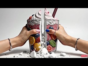 Crushing a Giant Chalk Drinks | Tap → Crush → Squish into powder I Cinematic ASMR Dust Explosion