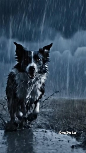 When Lightning Strikes ⚡ Dog Running in Heavy Rain