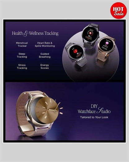 boAt Enigma Gem Women's Luxury Smart Watch w/ 1.19” (3.02cm) AMOLED Display, Emergency SOS Live L...
