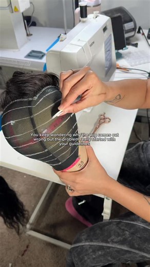 The issue started before the sewing machine ⬇️ . If the guidelines are off then the tracks will be too! They’re not just random lines, they help structure the entire wig. They help keep your tracks straight, evenly spaced, and prevent the wig from looking bulky! . And this is why your wigs aren’t coming out right! This is exactly what I’m breaking down in my upcoming LIVE Virtual Wig Making Class, happening NEXT SUNDAY ⬇️ . So if you’re tired of struggling with guidelines and bulky wigs then com