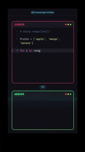 Stop Using range(len()) — You're Writing Junior Python 🐍 #python ‪@ilovealgorithms‬