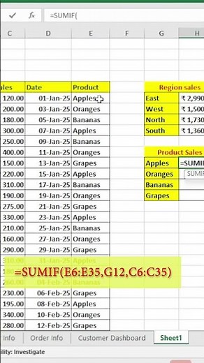 Excel SUMIF Function Explained in 40 Seconds! #exceltricks