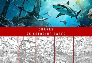 Deep Sea Sharks Coloring Book | Ocean Predators & Underwater Adventure Art for Adults (digital Download) - Etsy