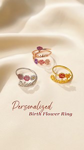 Surprise mom or grandma with a personalized name ring featuring 1-6 birth flowers of family members. A meaningful gift for birthdays, Mother's Day, Anniversaries, Christmas, etc. | Callie Gifts