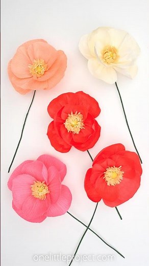 Crepe Paper Poppies | How to Make a Paper Poppy 🌺 🌹