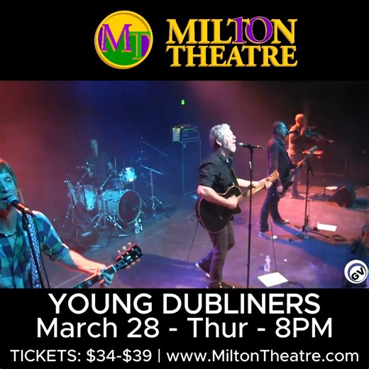 1.4K views | Young Dubliners - March 28! TICKETS: https://www.etix.com/ticket/p/92641212/ -------------- “Their sound defies categorization. The Young Dubliners can be seen as Ireland’s answer to Los Lobos, with a similar combination of traditional folk music, raucous electric rock, and forward-thinking experimentation.” #MiltonTheatre | Milton Theatre | Facebook