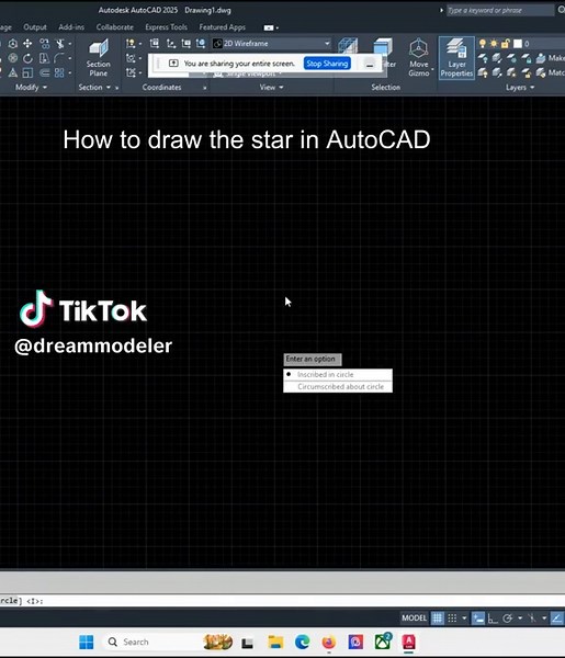 AutoCAD ထဲမှာ Star ဘာ်လိုဆွဲမလဲ။ #autocadtutorial #architecture #autocad #fyp