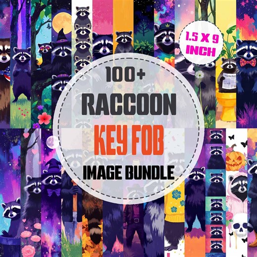 Raccoon Key Fob Wristlet Sublimation Design 1.5 X 9 Inch, Key Fob Designs,instant Download, Commercial Use Png - Etsy