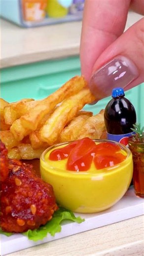 Mini Spicy Chicken and Chips🍗 Satisfying ASMR | Mini Food #shorts #asmr #miniature #minifood