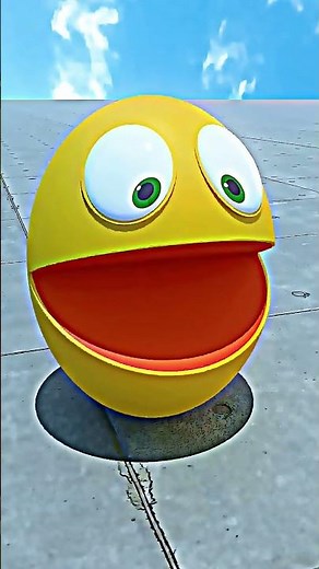 Yellow Pac-Man eating a ball of colorful static noise! 📺 #StaticNoise #PacMan