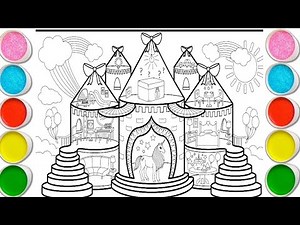 Unicorn House Drawing | How To Draw Unicorn House Drawing Step By Step Tutorial For Children's