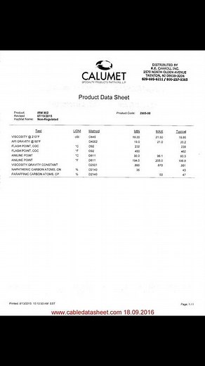 IRM 902 Testing oil for ASTM D471 Distillates (petroleum), hydrotreated heavy naphthenic
