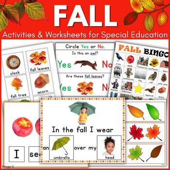 Fall Speech Therapy Activities Worksheets Vocabulary Flashcards Sped Packet ESL