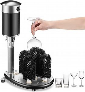 Duraaamo 5-Brush Electric Glass Washer - 1200 Cups/H, Upright Five Brush Wine Glass Cleaning Machine for Bar & Cafe, 1/3HP 120-240V