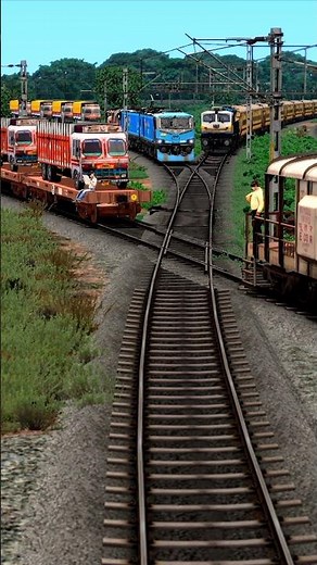 Indian Train Simulator, WAG 12B Locomotive Crossing Diamond Railroad, Train Game #train #traingame