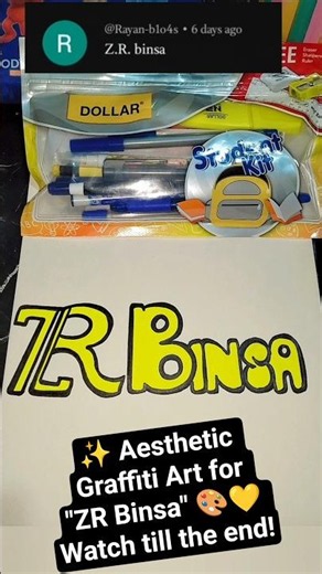 🖤💛ZR Binsa Name Art | Aesthetic Graffiti Design😍 https://www.youtube.com/@Rubaaa221🔔👍🏻