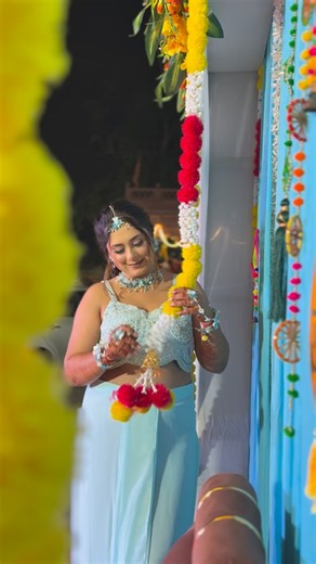 sneha on Instagram: "Haldi vibes but make it blue ❤️ (Bride,haldibride,haldi,weddingvibes,viral,instagram,fyp,explore,trending) #reels #haldi #bride #fyp #explorepage✨"