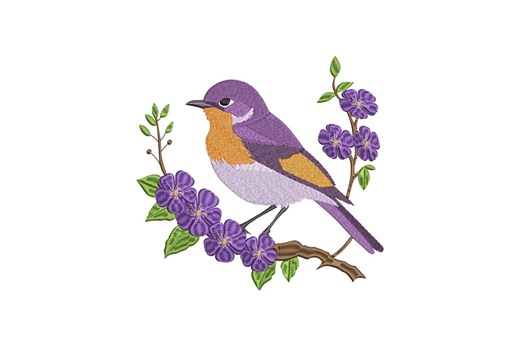 Whimsical Purple Bird Embroidery Design, Ornamental Bird Pattern, Instant Download - Etsy