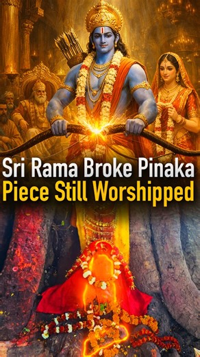 ॐ SONU SURAG on Instagram: "In this temple, you can see parts of the Pinaka Dhanush, the divine bow broken by Bhagwan Rama during the Sita Swayamvara competition. the middle part of this giant, 56-foot-long bow is buried inside the temple. The history goes like this, King Janaka declared that he would marry his daughter, Goddess Sita, to the one who could string Pinaka, the divine bow of God Shiva. Many princes tried but failed to even lift it. Then, Bhagwan Rama gracefully approached the legend