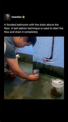 They Drained a Flooded Bathroom Using a Bell Siphon Technique 😳💧 #shorts