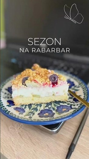 Ciasto z rabarbarem, budyniem i puszystą pianką #przepis #ciasto #proste