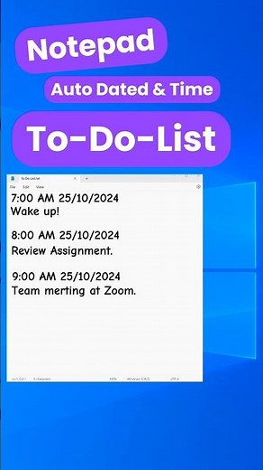 Make an AUTO updated TIME & DATE NOTES or TO-DO-LIST in NOTEPAD #notepadtricks #notes #todolists