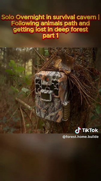 Solo Overnight in survival cavern | Following animals path and getting lost in deep forest