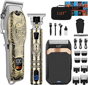 LQT Professional Hair Clipper Set for Men Electric Shaver Razor Cordless Hair Cutting Barber Clippers Beard Trimmer Men’s Grooming Kit Gifts for him