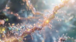 A molecular animation depicting the complex molecular interactions and signaling events that take place in the Golgi apparatus during protein processing.