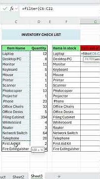 Excel Inventory Tracker Tutorial Separate In-Stock & Out-Of-Stock Items, Auto-Updating Inventory Lis