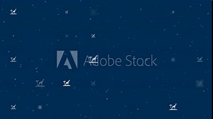 Template animation of evenly spaced giraffe symbols of different sizes and opacity. Animation of transparency and size. Seamless looped 4k animation on dark blue background with stars