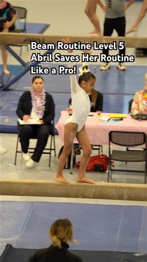 Beam Routine - Abril Saves Her Routine Like a Pro! 🤩🤸🏽‍♀️ #gymnasticshorts #usagymnastics #sports