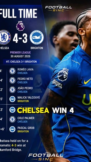 Chelsea survived a crazy 4–3 thriller against Brighton..7 goals.. One unbelievable comeback attempt