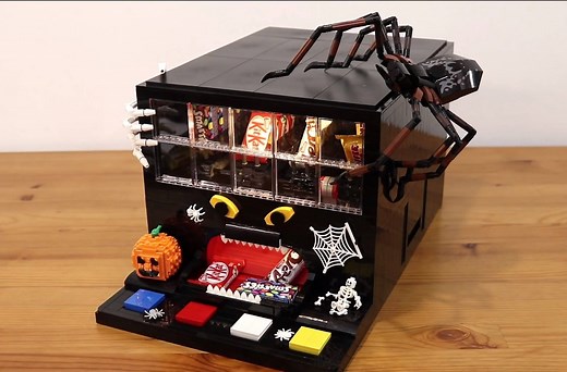 Trick or treat! JK Brickworks has created the perfect candy dispenser from LEGO. Keep watching to see how he built the contraption with four LEGO EV3 motors. | Beyond the Brick