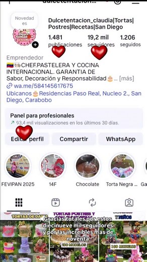 Dulcetentacion_claudia|Tortas|Postres|Recetas|San Diego on Instagram: "¡GRACIAS totales por estos 19.000 seguidores y por las increíbles más de 90.000 visualizaciones en solo 30 días! 🎉 Para celebrarlo, les paso película: desde el comienzo absoluto con esa mega torta de mi época universitaria, pasando por todas esas tortas que poco a poco fueron mejorando gracias a cada curso de formación en pastelería, en emprendimiento, y hasta llegar a ser jurado en escuelas de dulce pasteleria..Este logro e