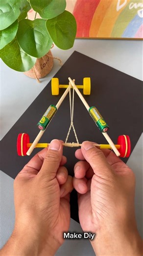 How to Make a Moving Car with Sticks and Rubber Band #takingturns #cuttingcycle #shorts