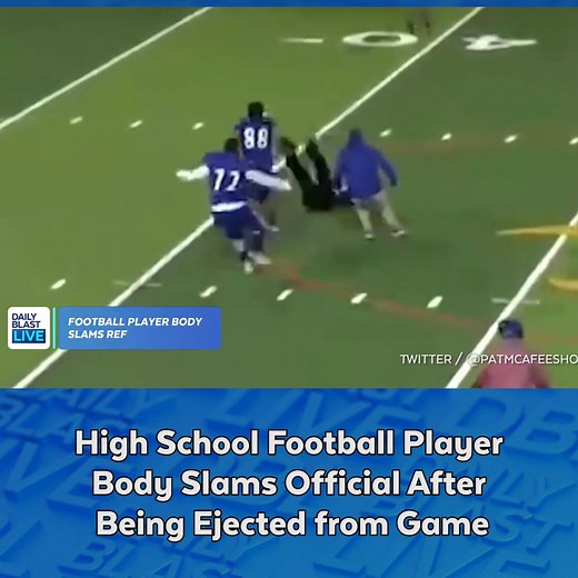 8.3K views · 73 reactions | A high school football player body slammed a referee after he was ejected from the game. The player was escorted off the field and the official treated for a possible #concussion.  Share your #DBLtake: What should happen to the player? DBL's Al Jackson & Jeff Schroeder share their takes: | Daily Blast LIVE | Facebook